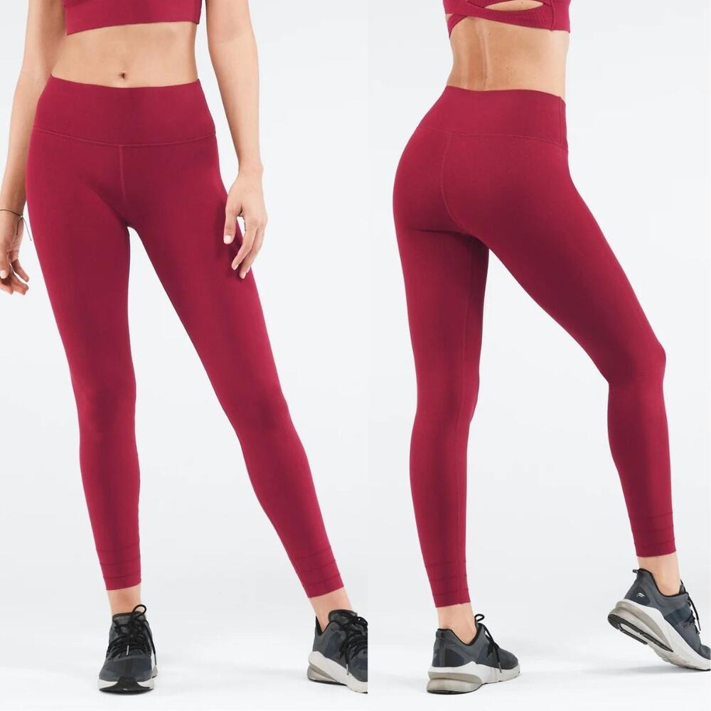 Fabletics SculptKnit Cherry Red High Waist Custom Length Athletic Leggings